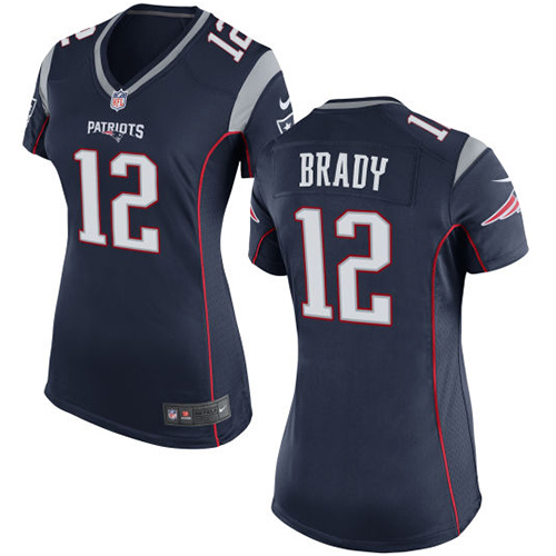 Women's Game Tom Brady Nike Jersey Navy Blue Home - #12 NFL New England Patriots